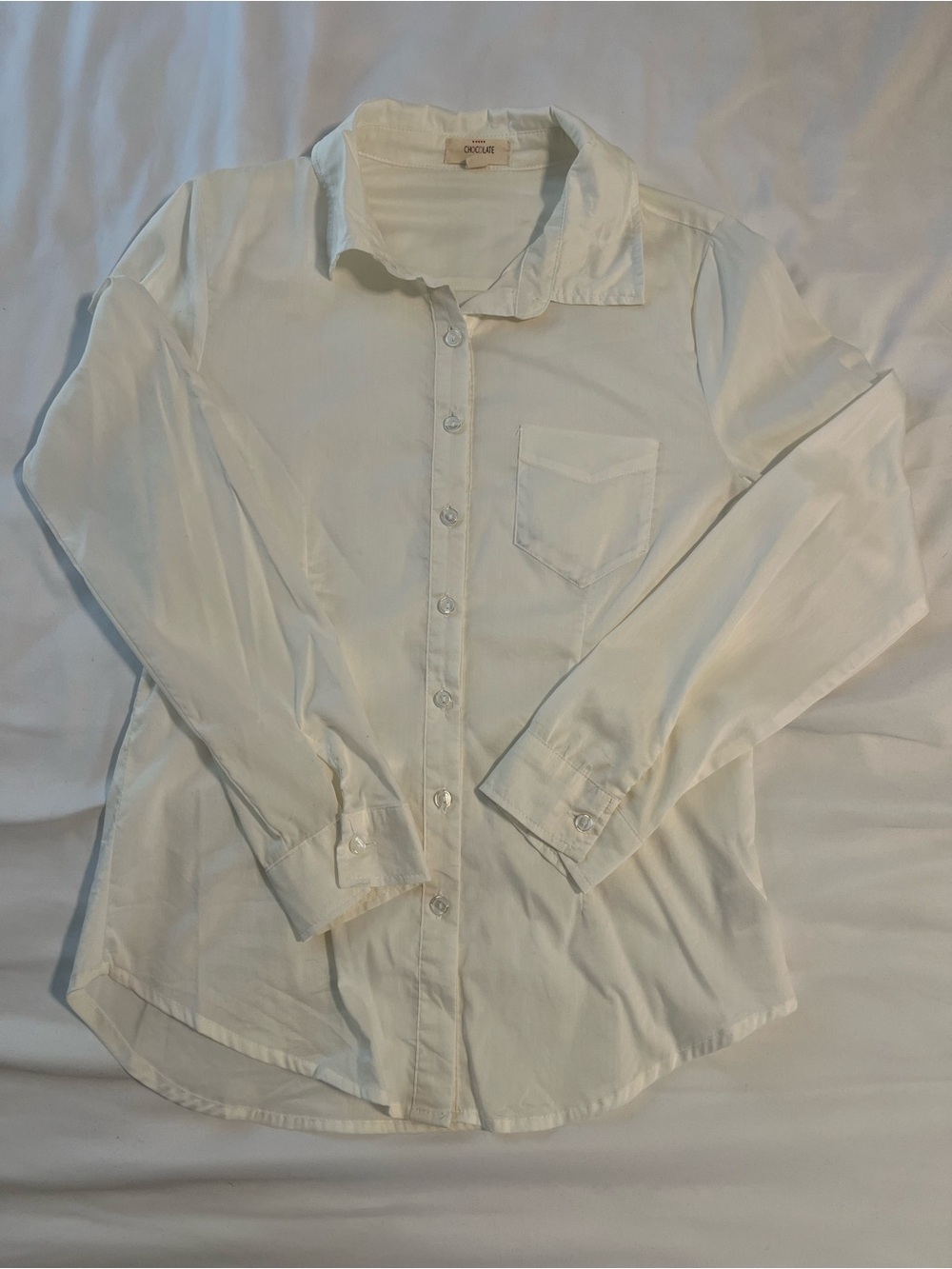 Chocolate Women's Crisp White Button-Down Shirt